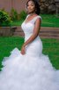 Wunderschönen Romantisches Pompöse Brautkleid aus Organza mit V-Ausschnitt - 1