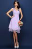 Robe demoiselle d'honneur bref manche nulle ligne a de col en v en satin - 19