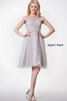 Robe demoiselle d'honneur plissé textile en tulle ceinture ruché a-ligne - 1
