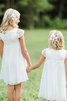 Robe de cortège enfant col u profond joli avec chiffon avec manche courte naturel - 2