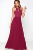 Vestido de Dama de Honor de Encaje Adorno de Sin mangas de Espalda con ojo de cerradura - 5
