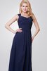 Gerüschtes Ärmelloses Chiffon bodenlanges luxus Brautjungfernkleid mit Bordüre - 5