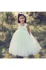 Robe de cortège enfant avec perle ceinture en étoffe avec fleurs avec sans manches avec ruban - 1