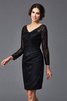 Abito mamma Sposa Mini Al Ginocchio Cerniera V-Scollo con Maniche Lunghe - 6