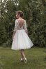 Abito da Sposa in pizzo in Pizzo Profondo V-scollo in Tulle Sotto Ginocchio con Applique - 5