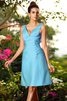 Robe demoiselle d'honneur plissage courte naturel avec fronce de col en v - 4