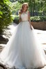 Robe de mariée distinguee intemporel avec lacets manche nulle textile en tulle - 1