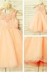 Robe de cortège enfant naturel avec sans manches col u profond ligne a en tulle - 3