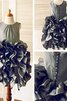 Tüll Normale Taille Ärmelloses Blumenmädchenkleid mit Breiter Träger mit Rüschen - 5