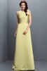 Robe demoiselle d'honneur longue en forme fermeutre eclair col en bateau en satin - 7
