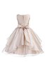 Abito da Cerimonia Bambini Sotto Ginocchio in Organza A-Line Senza Maniche con Fusciacca Tondo - 2