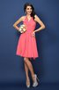 Natürliche Taile Chiffon Nackenband A-Line Kurzes Brautjungfernkleid - 1