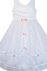 Abito da Cerimonia Bambini Cerniera V-Scollo Senza Maniche con Seghettato con Fiore A-Line - 1