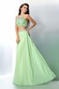 Ärmelloses Perlenbesetztes Zweistück Normale Taille Abendkleid aus Chiffon - 5
