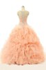 Chiffon Herz-Ausschnitt bodenlanges Quinceanera Kleid mit Applike mit Rüschen - 3