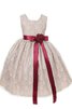 Robe de cortège enfant manche nulle avec décoration dentelle ligne a avec nœud à boucles - 1