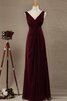 Robe demoiselle d'honneur simple plissé a-ligne manche nulle en chiffon - 1