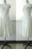 Robe de mariée a-ligne avec chiffon v encolure manche nulle avec fleurs - 2