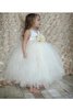 Robe de cortège enfant avec perle de mode de bal avec gradins en tulle ceinture - 2