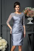 Vintage Enges Knielanges Brautmutterkleid mit Schaufel Ausschnitt aus Satin