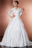 Robe de mariée luxueux longue avec manche longue de col en v decoration en fleur