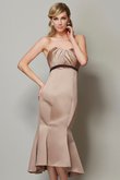 Robe de bal facile en satin avec sans manches gaine avec ruban