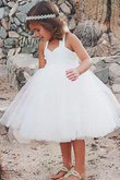 Abito da cerimonia bambini anello in tulle sotto ginocchio naturale meraviglioso a-line