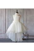 Ärmelloses Juwel Ausschnitt knielanges mini Blumenmädchenkleid mit Schleife mit Gürtel