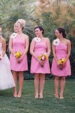Abito da Damigella Corto A-Line con Increspature in Chiffon con Stropicciato Cerniera