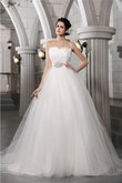 Robe de mariée longue avec zip de tour de ceinture empire de mode de bal avec perle