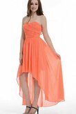 Abito da Damigella con Increspato in Chiffon lusso corte davanti e lungo dietro A-Line Cuore
