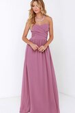 Robe demoiselle d'honneur long ruché de col en cœur entrecroisé