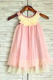 Ärmelloses Prinzessin Empire Taille Blumenmädchenkleid mit Blume mit Spaghettiträger