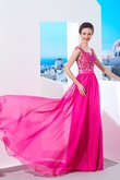 Reißverschluss Chiffon Sittsames Modisches Abendkleid mit Applike