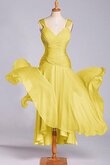 Chiffon A-Line wadenlanges knielanges Brautjungfernkleid mit natürlicher Taille