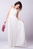 Neckholder A-Line Strand Reißverschluss informelles Brautkleid ohne Ärmeln