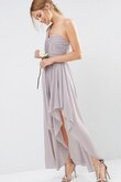 Chiffon gerüschtes a linie vorne geschlitztes knöchellanges attraktives Brautjungfernkleid