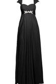 Perlenbesetztes A-Line bodenlanges langes Brautmutterkleid mit gekappten Ärmeln