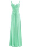 Robe demoiselle d'honneur ruché avec zip en chiffon a-ligne longueru au niveau de sol
