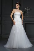 Robe de mariée chic vintage longue avec sans manches de traîne moyenne