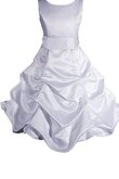 Robe de cortège enfant manche nulle de lotus textile taffetas a-ligne avec nœud à boucles