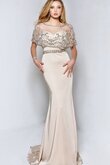 Robe de bal luxueux bandouliere spaghetti avec broderie avec manche courte avec perle
