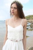 Perlenbesetztes Spitze Chiffon Ärmellos schlichtes informelles Brautkleid
