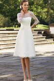 Abito da Sposa classico a riva con paillette con Tre Quarti Lunghezza Maniche mini con Fiore