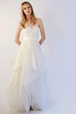 A-Line natürliche Taile Organza bodenlanges Brautkleid mit Herz-Ausschnitt mit Bordüre