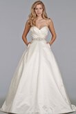 Robe de mariée naturel de traîne courte décolleté dans le dos ruché de mode de bal