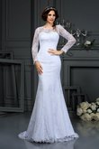 Reißverschluss Vintage Langärmeliges Normale Taille Brautkleid mit Bordüre