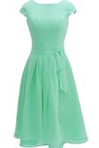 Robe demoiselle d'honneur plissé naturel avec gradins en chiffon a-ligne