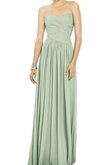Abito da Damigella A-Line A Terra in Chiffon con Criss-cross con Increspato Cuore