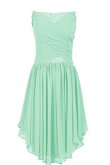 Trägerlos Ärmellos plissiertes Chiffon Rocklänge-asymmetrisches mini Brautjungfernkleid